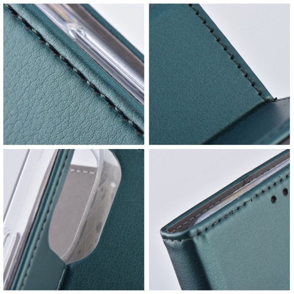 Husa pentru Motorola Moto G75 tip carte, SKYDDAR INNOVATION, cu Portofel Interior, Protectie la socuri, smart magneto, Verde, set cu sticker - 1 | YEO