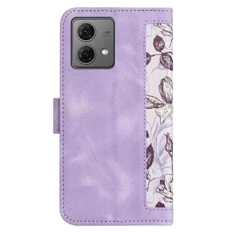 Husa pentru Motorola Moto G84 din Piele Ecologică cu Design Floral, Protecție 360°, Stand Integrat, Buzunare pentru Carduri, SKDR Floral Wallet - Mov - 1 | YEO
