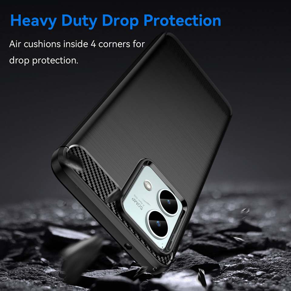 Husa pentru Motorola Moto G84 din silicon, Slim, cu textură Fibra Carbon Skyddar - Negru - 2 | YEO