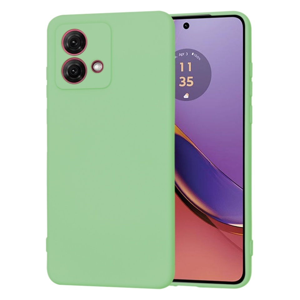 Husa pentru Motorola Moto G84, SKYDDAR INNOVATION, din Silicon Catifelat, SoftElegance, set cu sticker, Verde deschis