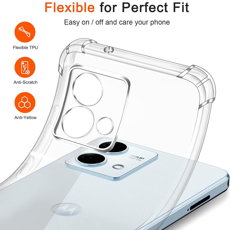 Husa pentru Motorola Moto G84 , SKYDDAR INNOVATION, Shockproof Clear din Silicon Slim, Transparenta, set cu sticker - 2 | YEO