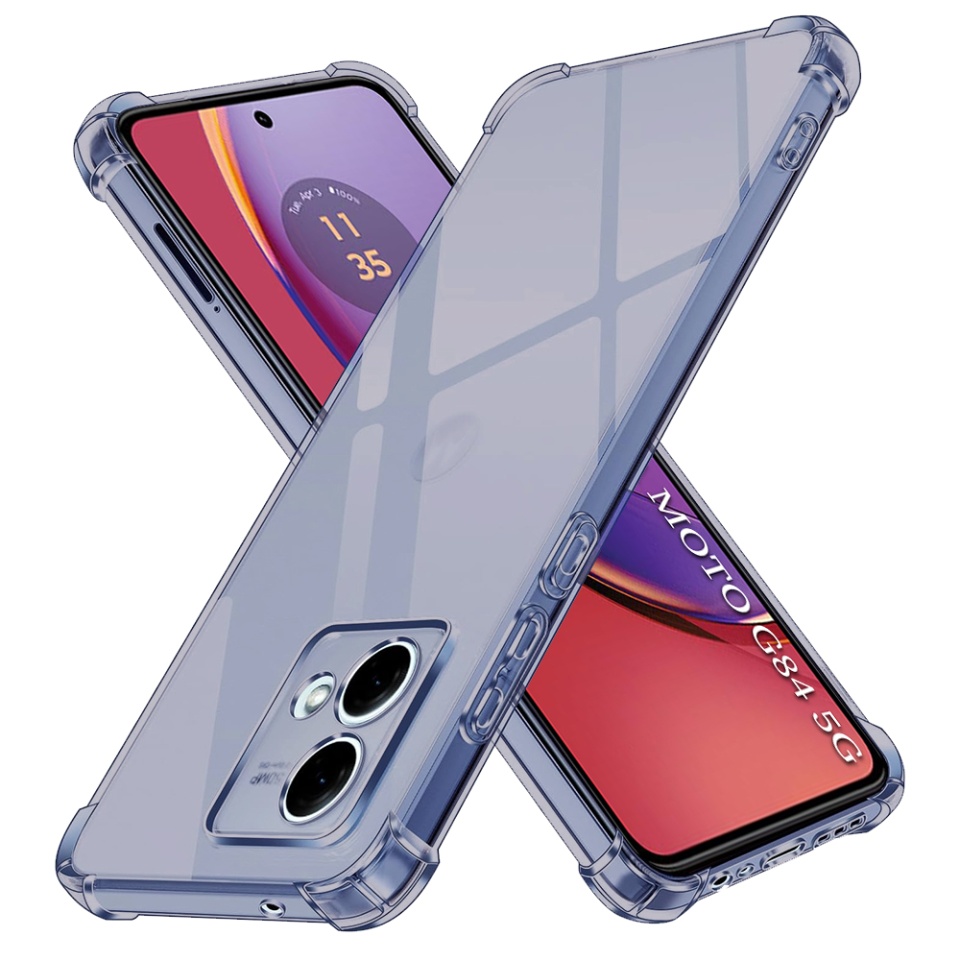 Husa pentru Motorola Moto G84, SKYDDAR INNOVATION, Shockproof Clear Silicone, Silicon Slim, set cu sticker, Fumuriu