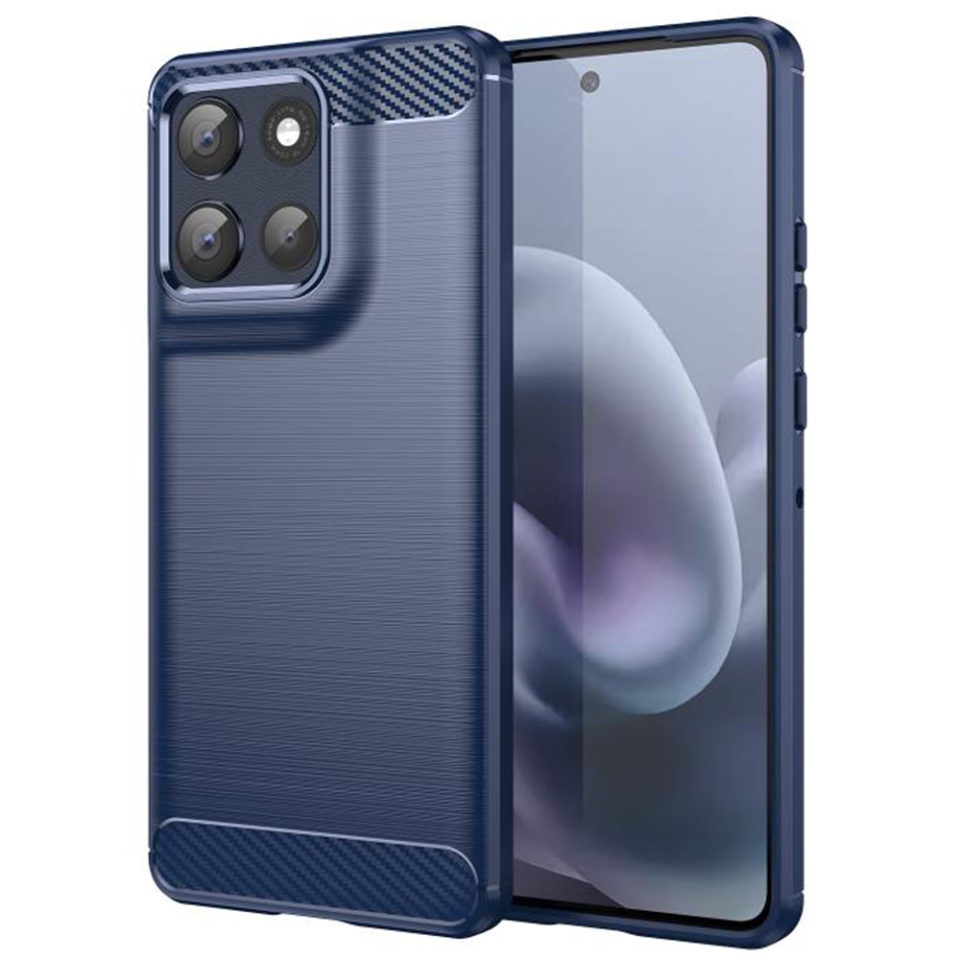 Husa pentru Motorola Moto G86, SKYDDAR INNOVATION, CarbonFiber, Antisoc, set cu sticker, Albastru