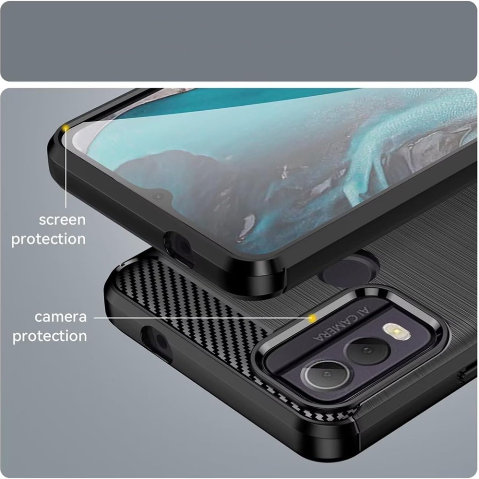 Husa pentru Nokia C22 din Silicon Premium, Slim, cu textura Fibra Carbon - Albastru - 3 | YEO