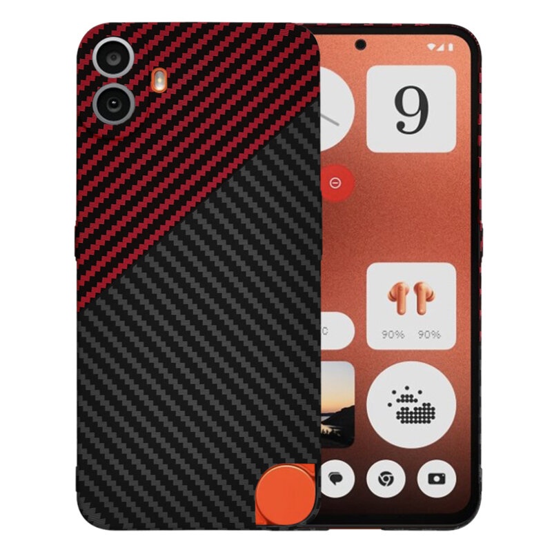 Husa pentru Nothing CMF Phone 1, Finisaj Premium cu Textura de Carbon, Design Elegant, SKDR CarbonFlex - Rosu inchis