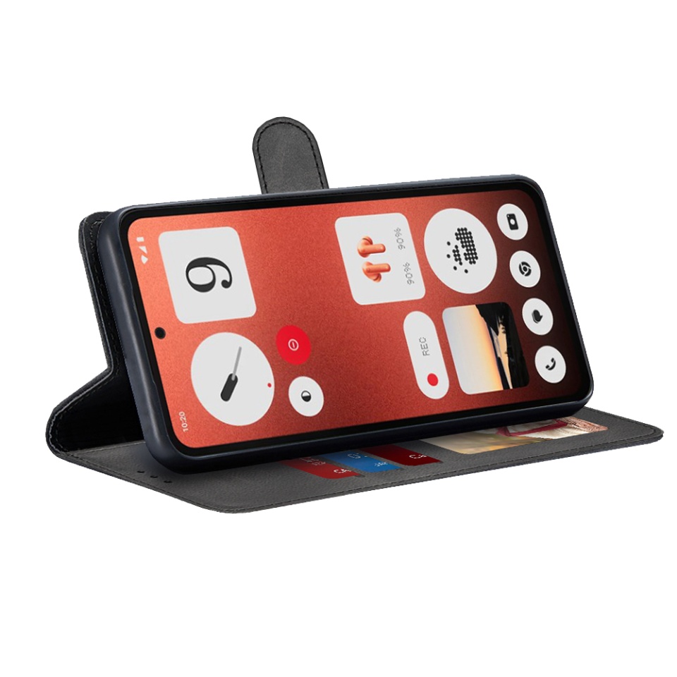 Husa pentru Nothing CMF Phone 1, SKYDDAR INNOVATION, Diary Book, tip carte, cu Portofel Interior, Antisoc, Negru, set cu sticker - 1 | YEO