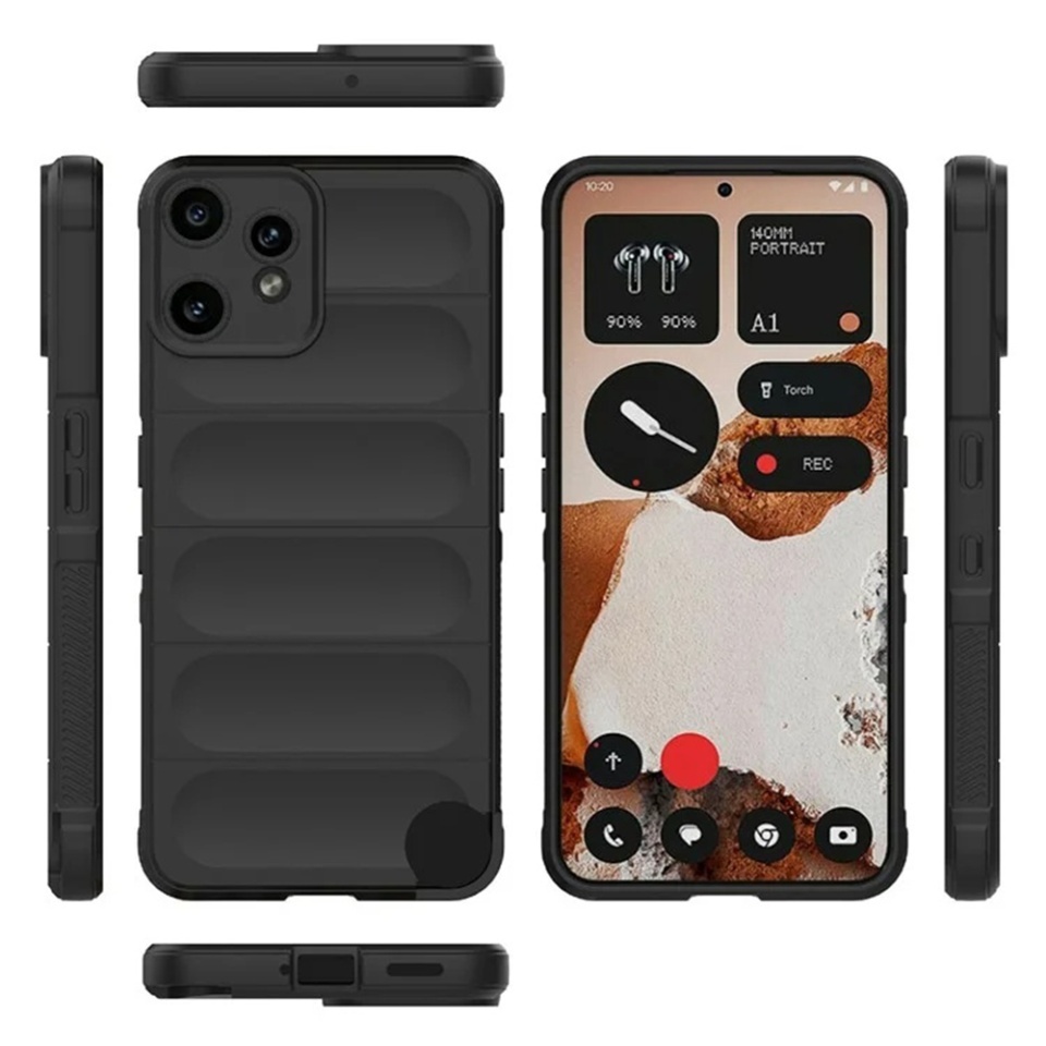 Husa pentru Nothing CMF Phone 2 Pro, SKYDDAR INNOVATION, Magic Shield, din Silicon Mat, set cu sticker, Negru - 1 | YEO