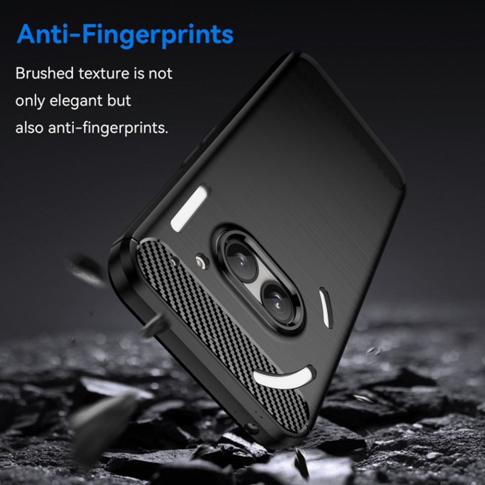 Husa pentru Nothing Phone (2a) din silicon, Slim, cu textură Fibra Carbon - Negru - 3 | YEO