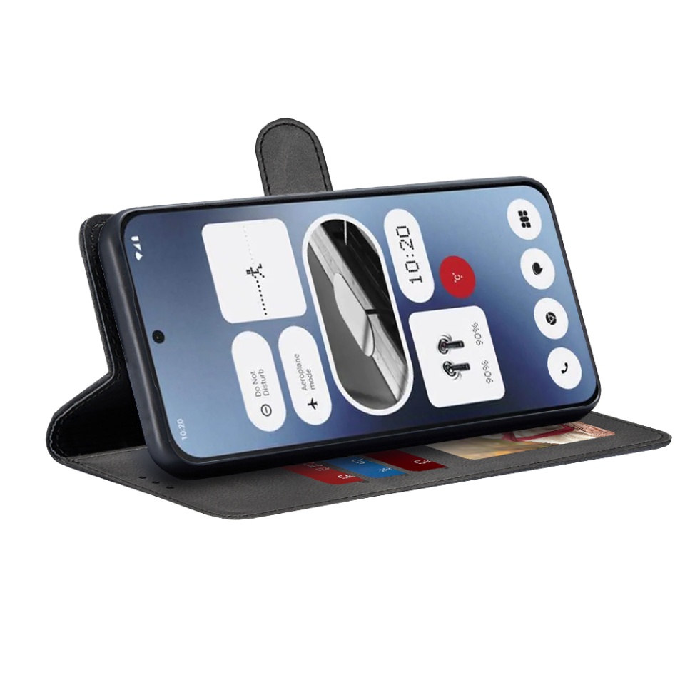Husa pentru Nothing Phone (2a) / Phone (2a) Plus, SKYDDAR INNOVATION, Diary Book, tip carte, cu Portofel Interior, Antisoc, Negru, set cu sticker - 1 | YEO