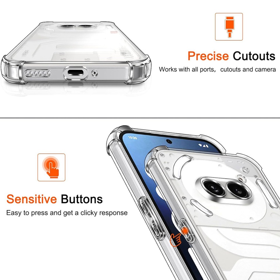 Husa pentru Nothing Phone (2a) / Phone (2a) Plus , SKYDDAR INNOVATION, Shockproof Clear din Silicon Slim, Transparenta, set cu sticker - 3 | YEO