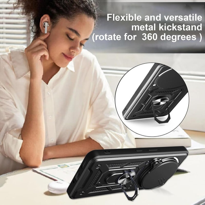 Husa pentru Nothing Phone (3a) Pro, SKYDDAR INNOVATION, CamShield, Negru, set cu sticker - 2 | YEO