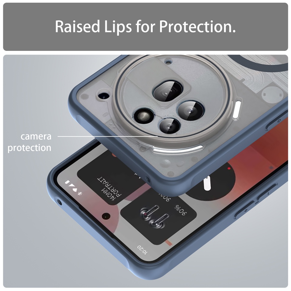 Husa pentru Nothing Phone (3a) Pro, SKYDDAR INNOVATION, HaloFrost MagSafe II, Antisoc, set cu sticker, Bleumarin - 3 | YEO