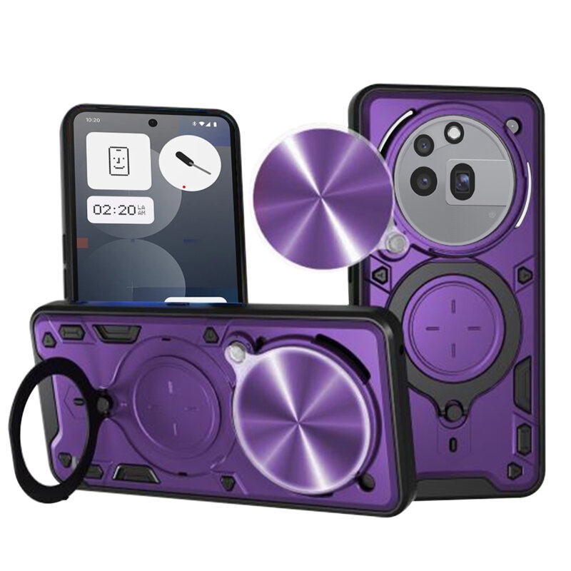 Husa pentru Nothing Phone (3a) Pro, SKYDDAR INNOVATION, SafeCover, Inel Magnetic, Protectie Camera, Mov, set cu sticker