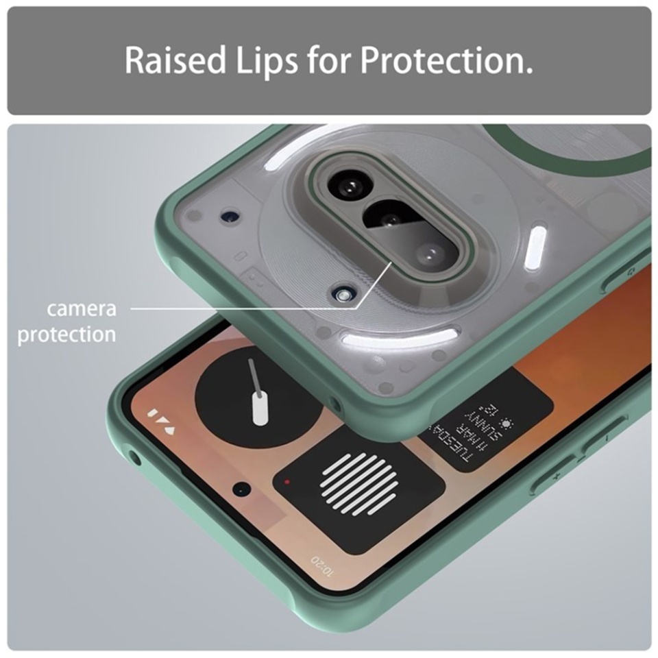Husa pentru Nothing Phone (3a), SKYDDAR INNOVATION, HaloFrost MagSafe II, Antisoc, set cu sticker, Verde - 3 | YEO