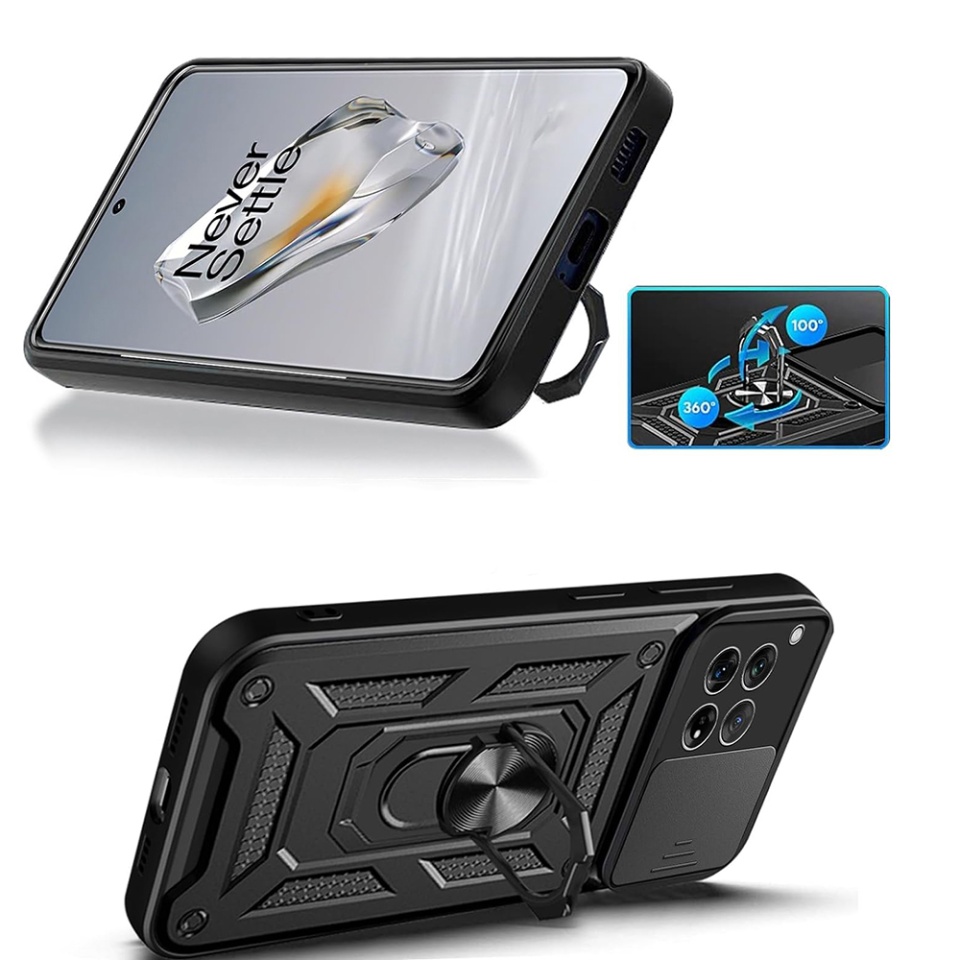 Husa pentru OnePlus 12, SKYDDAR INNOVATION, CamShield, Inel magnetic, set cu sticker, Roz - 2 | YEO