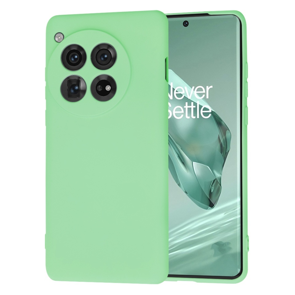 Husa pentru OnePlus 12, SKYDDAR INNOVATION, din Silicon Catifelat, SoftElegance, set cu sticker, Verde deschis