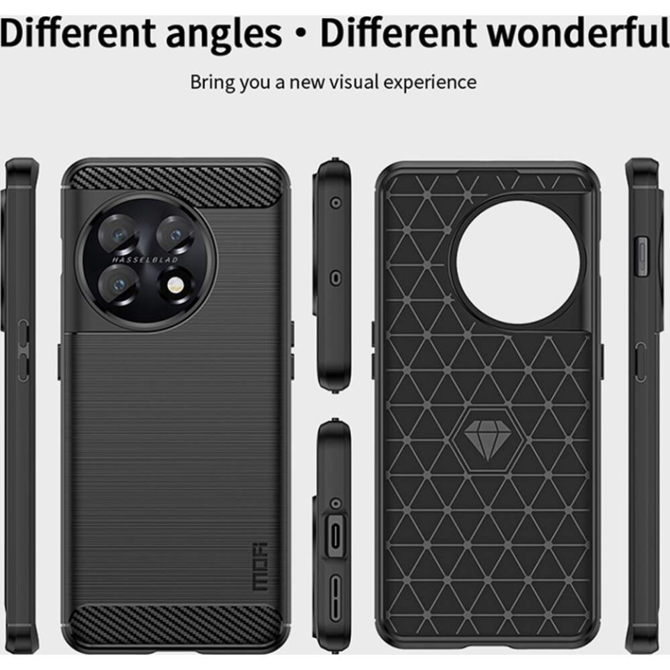 Husa pentru OnePlus 13 din Silicon Premium, Slim, cu textura Fibra Carbon - Negru - 2 | YEO