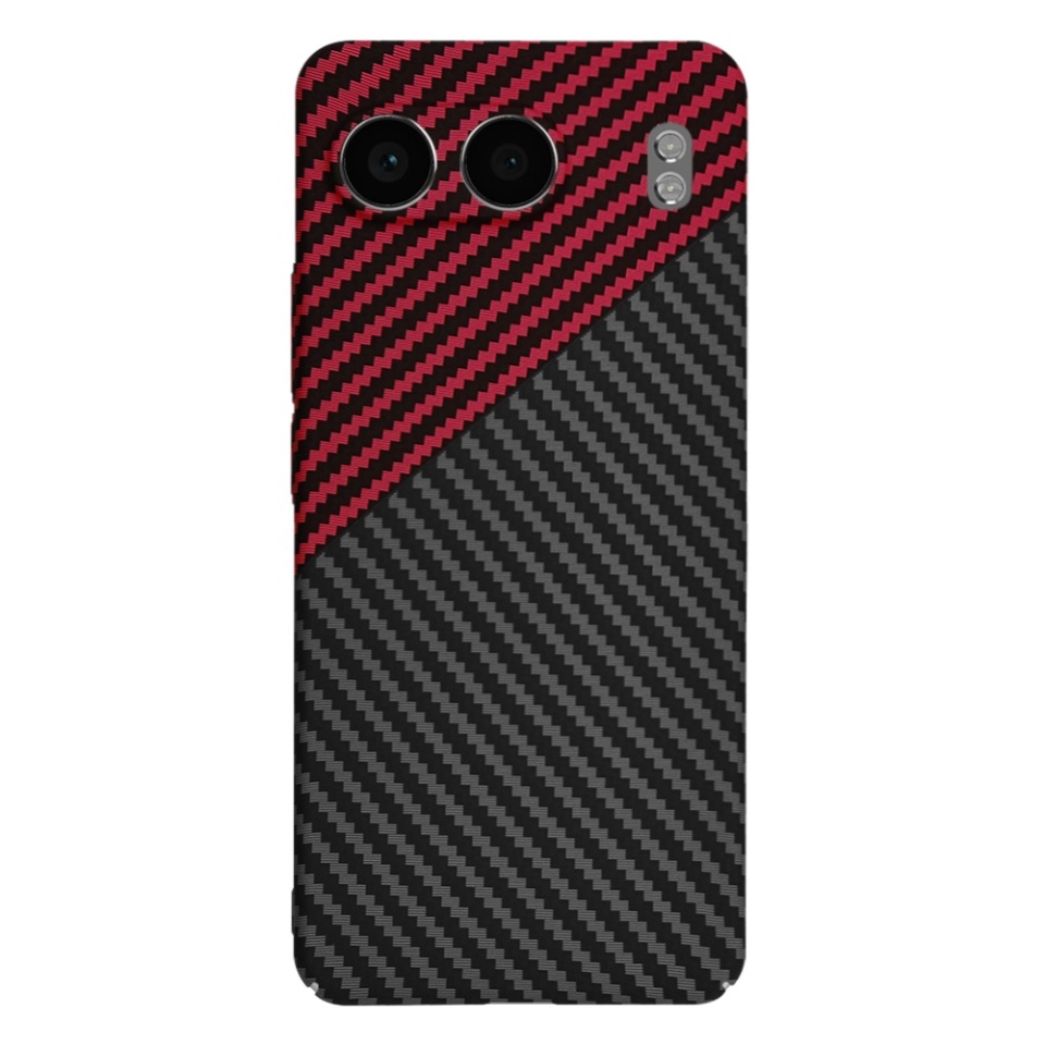 Husa pentru OnePlus Nord 4, SKYDDAR INNOVATION, textura carbon, Carbonite FiberShell, set cu sticker, Rosu inchis, - 2 | YEO