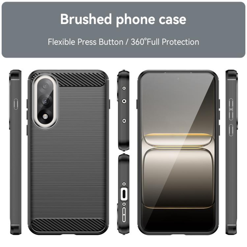 Husa pentru OnePlus Nord 5, SKYDDAR INNOVATION, Carbon Silicone, din Silicon Slim, cu textura Fibra Carbon, set cu sticker, Negru - 1 | YEO