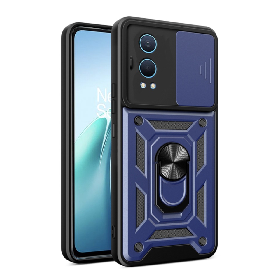 Husa pentru OnePlus Nord CE4 Lite cu inel magnetic si protectie camera Skyddar CamShield - Albastru