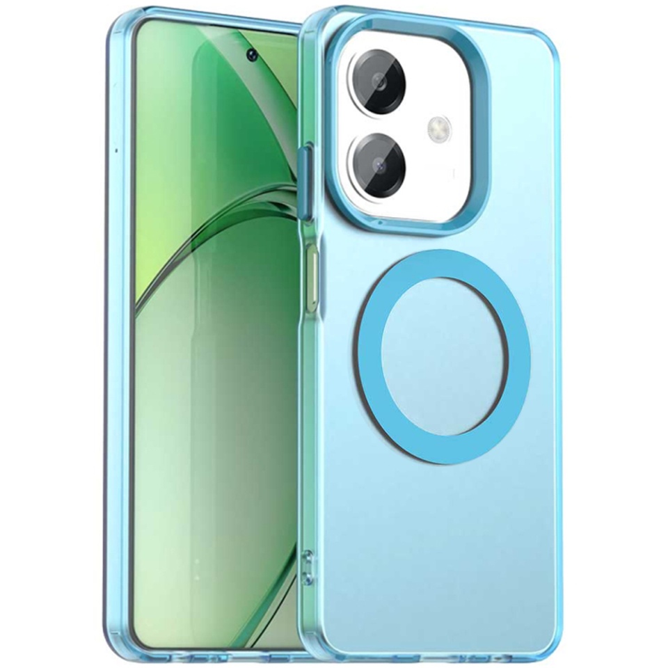 Husa pentru Oppo A40 4G / A60 5G, SKYDDAR INOVATION, CandyCase, Magsafe, set cu sticker, Albastru