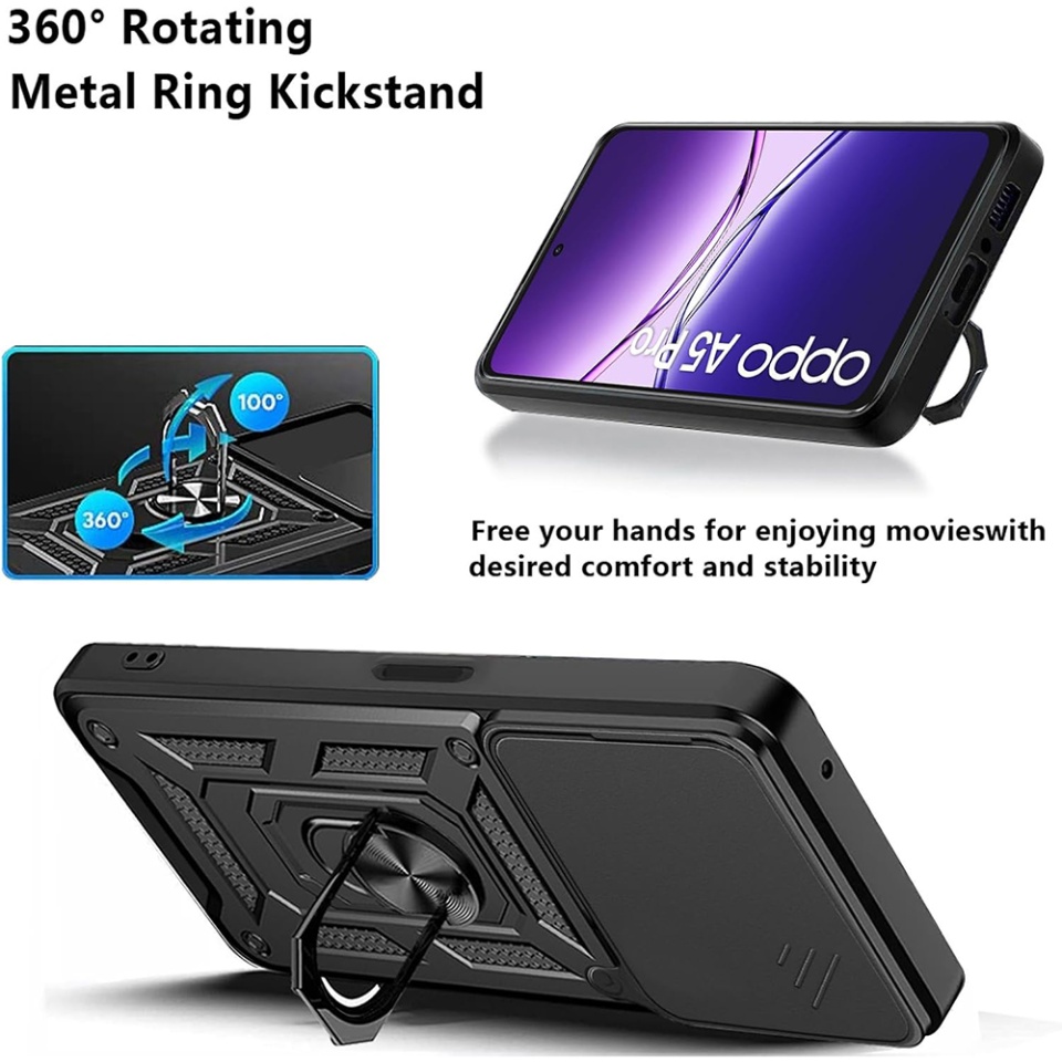Husa pentru Oppo A5 Pro 5G / A5 Pro 4G, SKYDDAR INNOVATION, CamShield, Negru, set cu sticker - 3 | YEO