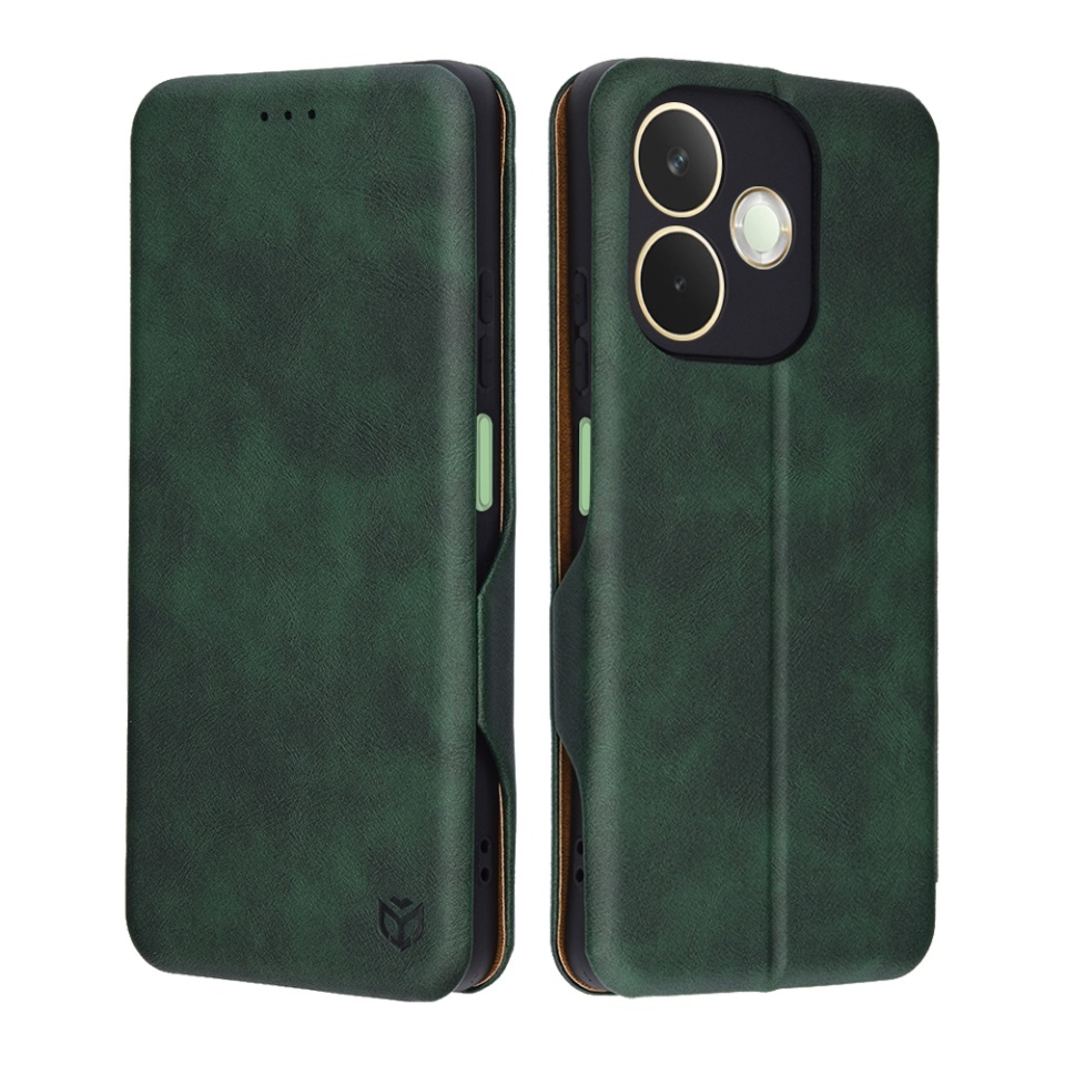 Husa pentru Oppo A5 Pro 5G / A5 Pro 4G, SKYDDAR INNOVATION, Safe Wallet tip carte din Piele Ecologica, Suport Carduri, Inchidere Magnetica, Verde, set cu sticker