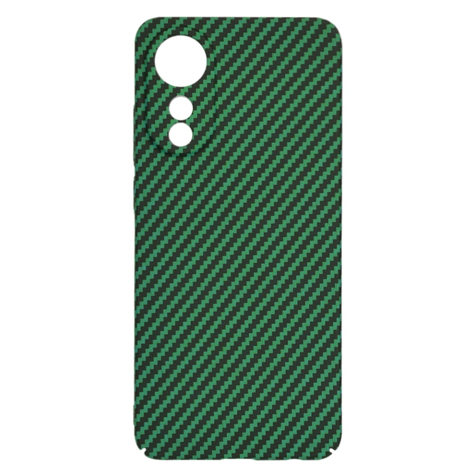 Husa pentru Oppo A78 4G, SKYDDAR INNOVATION, textura carbon, Carbonite FiberShell, set cu sticker, Verde, - 3 | YEO