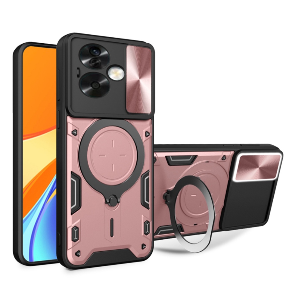 Husa pentru Oppo A79 5G / OnePlus Nord N30 SE, cu inel magnetic si suport ajustabil, protecție completa camera, SKDR SafeCover - Roz auriu