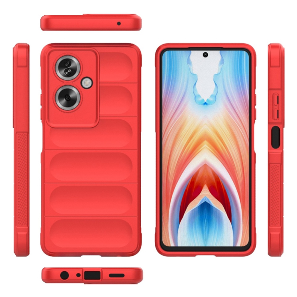 Husa pentru Oppo A79 5G / OnePlus Nord N30 SE, SKYDDAR INNOVATION, Magic Shield, din Silicon Mat, set cu sticker, Rosu - 1 | YEO