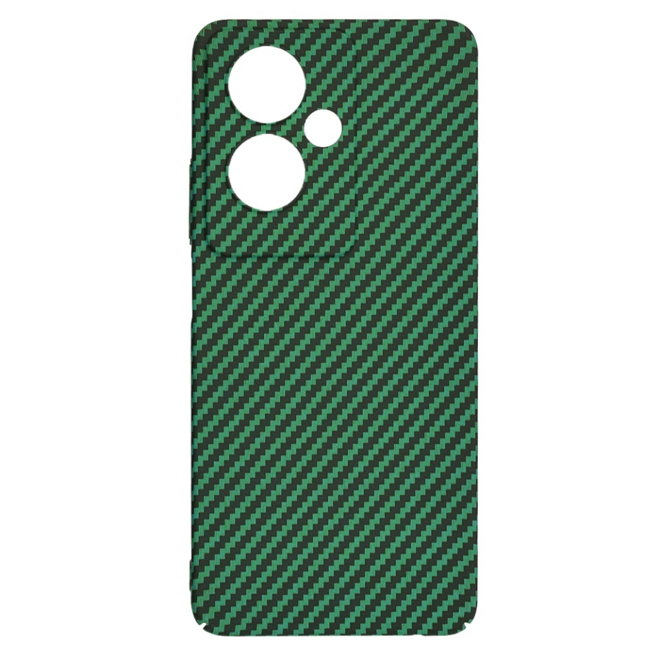 Husa pentru Oppo A79 5G / OnePlus Nord N30 SE, SKYDDAR INNOVATION, textura carbon, Carbonite FiberShell, set cu sticker, Verde, - 3 | YEO