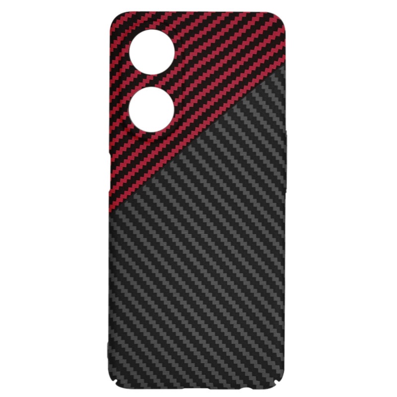 Husa pentru Oppo A98 5G, Finisaj Premium cu Textura de Carbon, Design Elegant, SKDR CarbonFlex - Rosu inchis - 3 | YEO