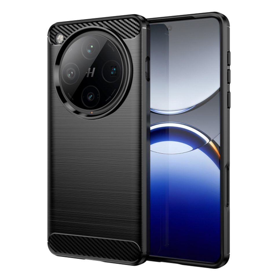 Husa pentru Oppo Find X8 Pro din Silicon Premium, Slim, cu textura Fibra Carbon - Negru