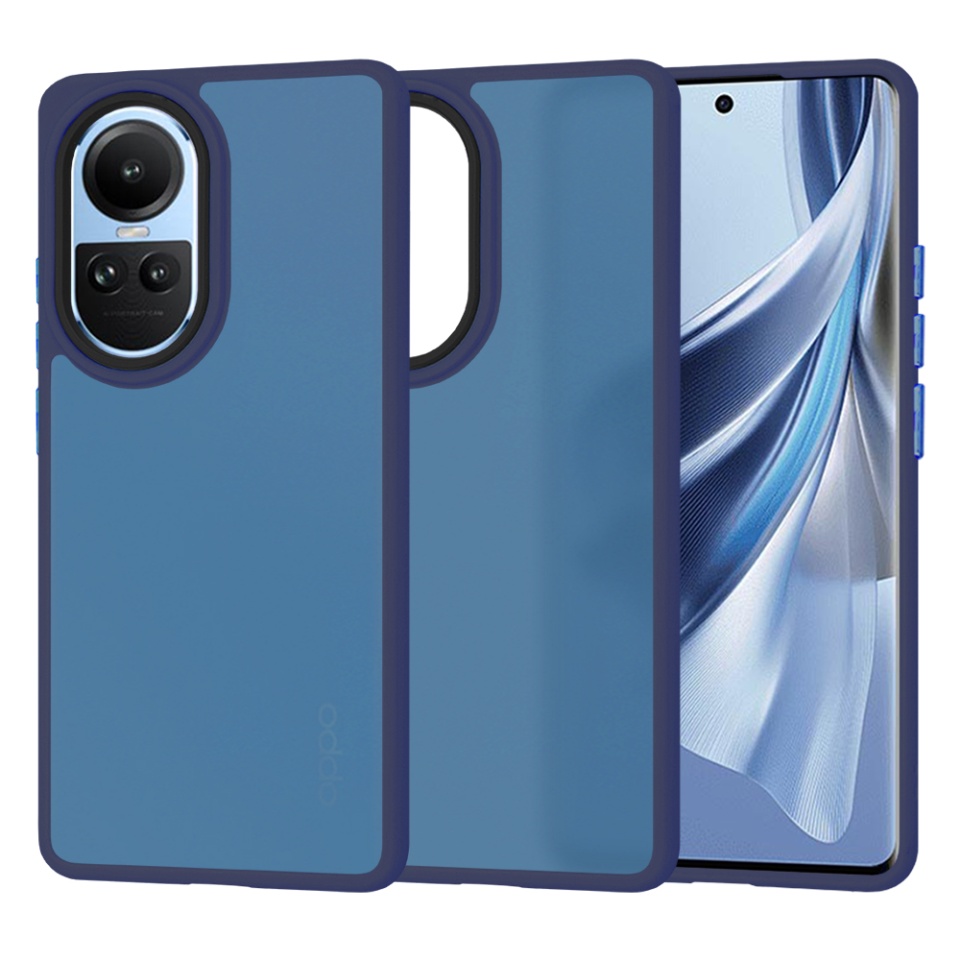 Husa pentru Oppo Reno10 / Reno10 Pro, ce Absoarbe Cele mai Aspre Socuri, Skyddar Frosted - Bleumarin