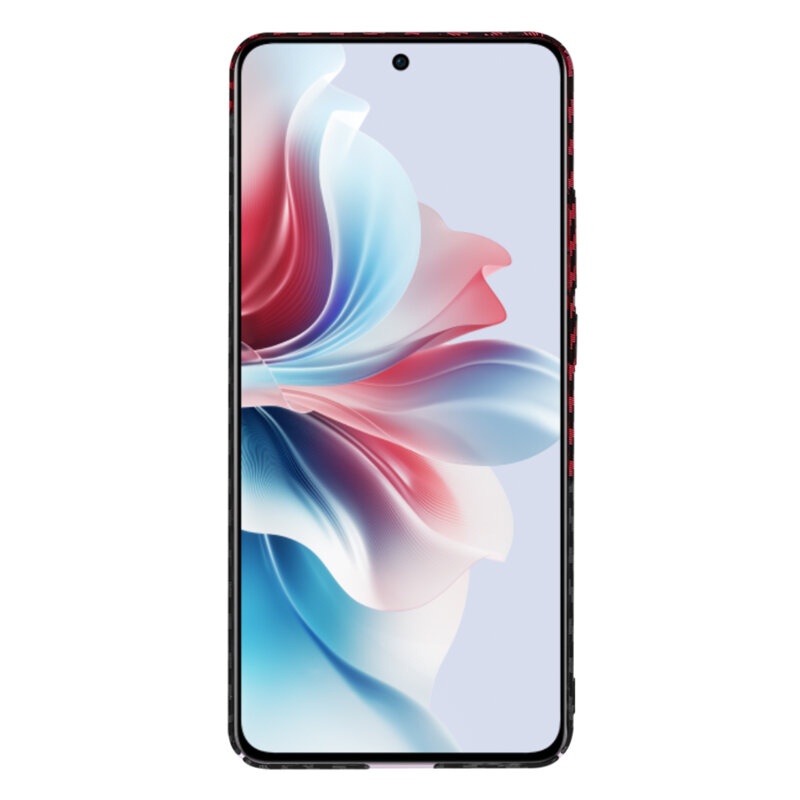 Husa pentru Oppo Reno11 F, Finisaj Premium cu Textura de Carbon, Design Elegant, SKDR CarbonFlex - Rosu inchis - 1 | YEO