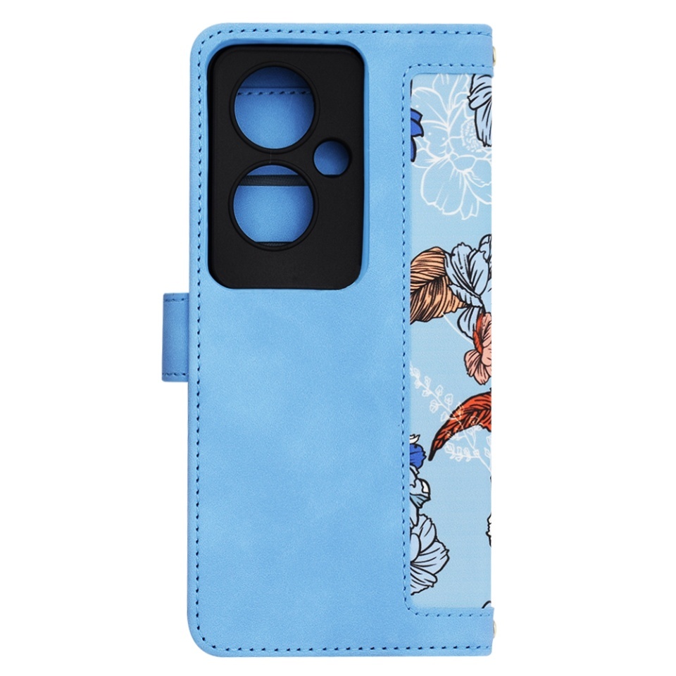 Husa pentru Oppo Reno11 F, SKYDDAR INNOVATION, Flipcraft din Piele Ecologică, Stand Integrat, Buzunare pentru Carduri, set cu sticker, Bleu - 2 | YEO