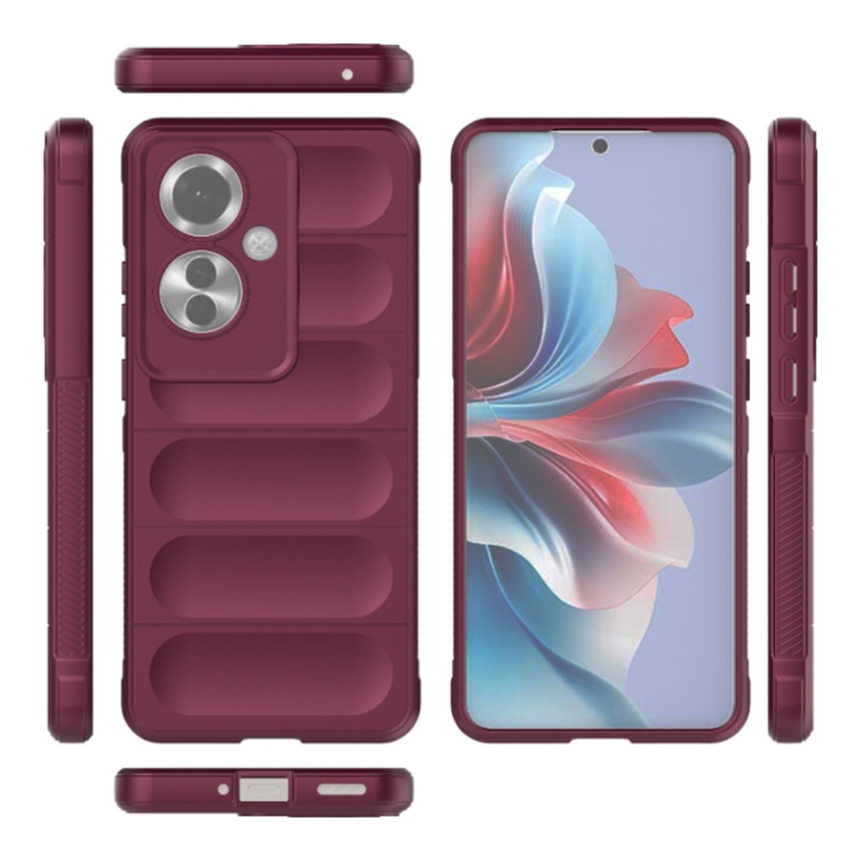 Husa pentru Oppo Reno11 F, SKYDDAR INNOVATION, Magic Shield, din Silicon Mat, set cu sticker, Bordo - 1 | YEO