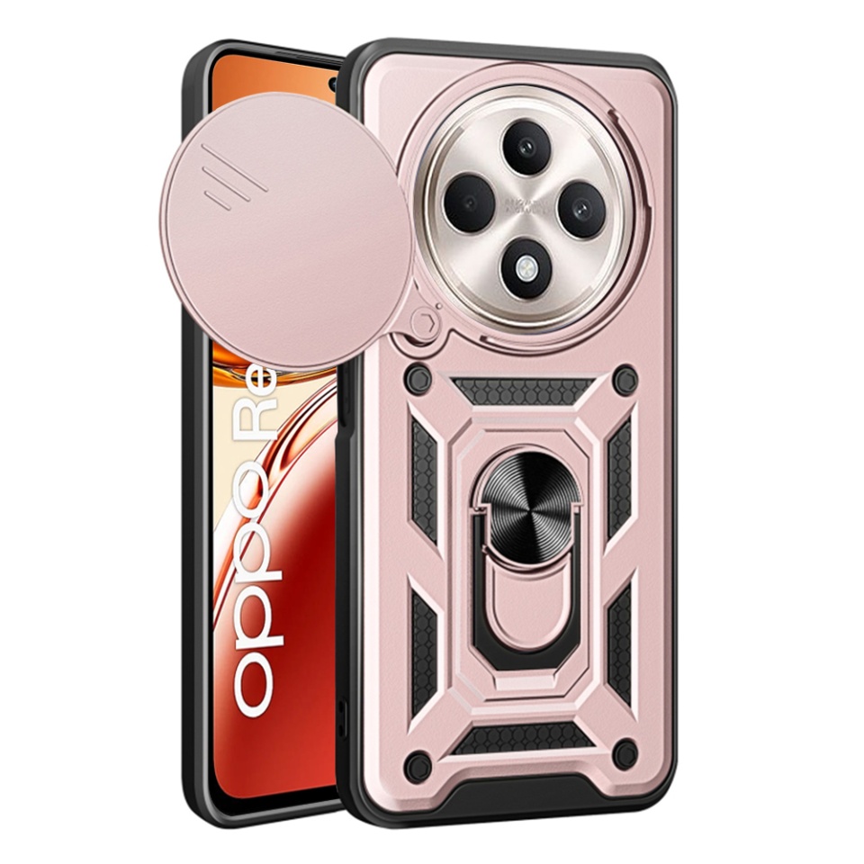 Husa pentru Oppo Reno12 F / Reno12 FS cu inel magnetic si protectie camera Skyddar CamShield - Roz