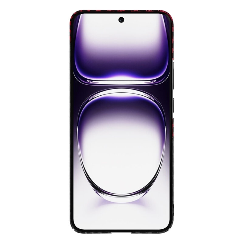 Husa pentru Oppo Reno12, Finisaj Premium cu Textura de Carbon, Design Elegant, SKDR CarbonFlex - Rosu inchis - 1 | YEO