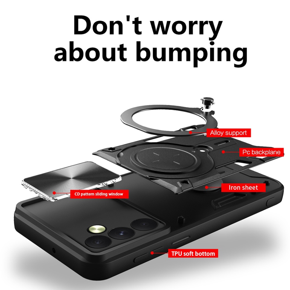 Husa pentru Oppo Reno12 Pro, cu inel magnetic si suport ajustabil, protectie completa camera, SKDR SafeCover - Negru - 1 | YEO