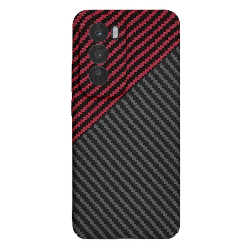 Husa pentru Oppo Reno12 Pro, Finisaj Premium cu Textura de Carbon, Design Elegant, SKDR CarbonFlex - Rosu inchis - 2 | YEO