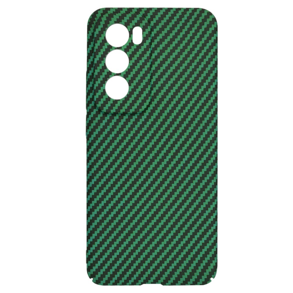 Husa pentru Oppo Reno12 Pro, SKYDDAR INNOVATION, textura carbon, Carbonite FiberShell, set cu sticker, Verde, - 3 | YEO