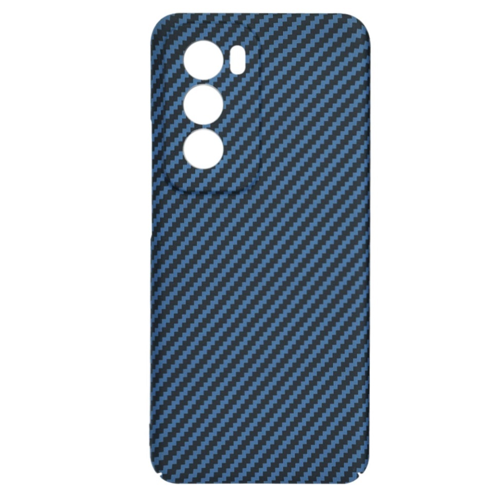 Husa pentru Oppo Reno12, SKYDDAR INNOVATION, textura carbon, Carbonite FiberShell, set cu sticker, Cyan, - 3 | YEO