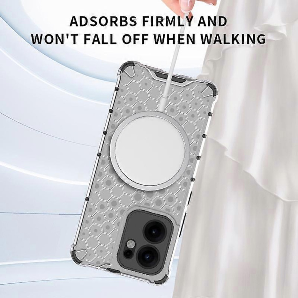 Husa pentru Oppo Reno13 F 4G / Reno13 F 5G / Reno13 FS 5G, SKYDDAR INNOVATION, HoneyComb Shield MagSafe, Negru, set cu sticker - 3 | YEO