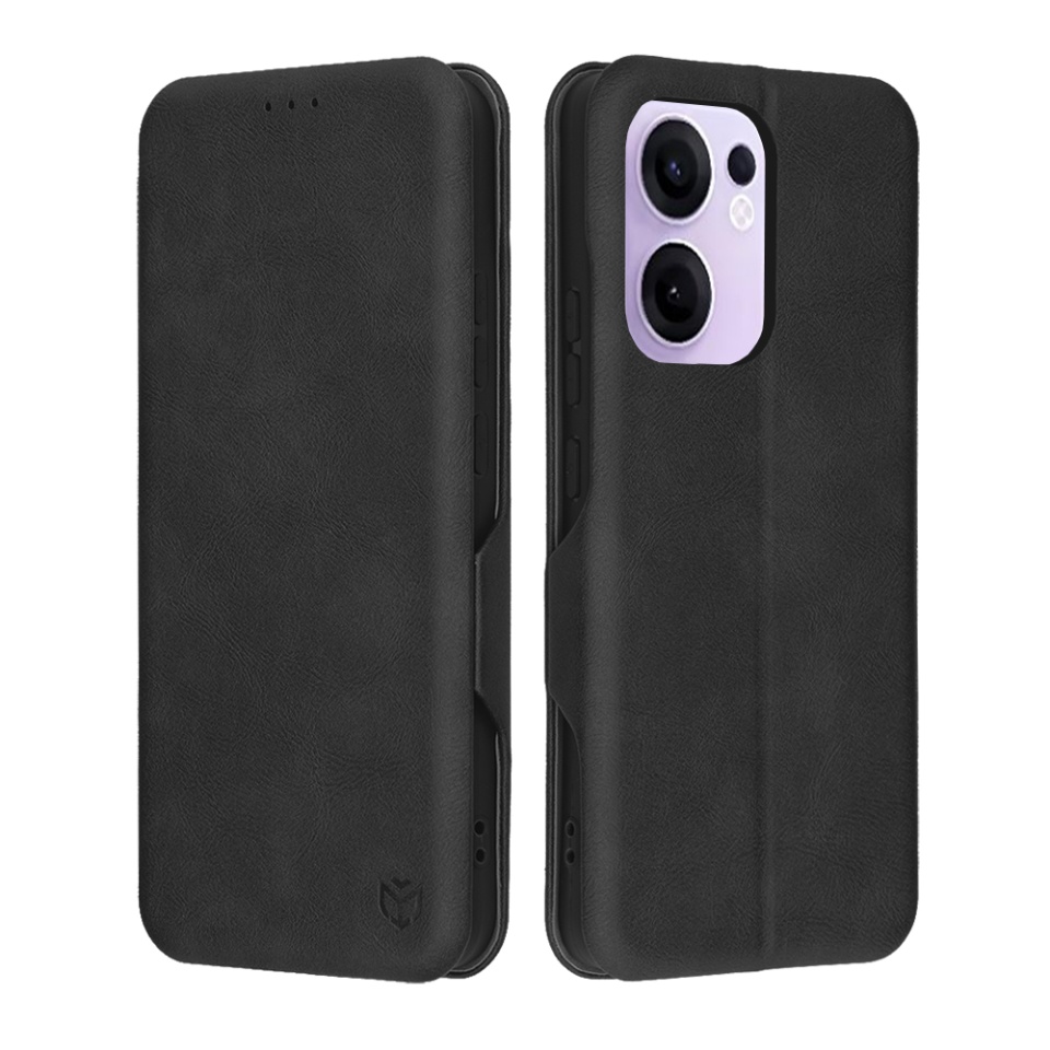 Husa pentru Oppo Reno13 F 4G / Reno13 F 5G / Reno13 FS 5G, SKYDDAR INNOVATION, Pocket Safe, tip carte din Piele Ecologica, Suport Carduri, Inchidere Magnetica, set cu sticker, Negru
