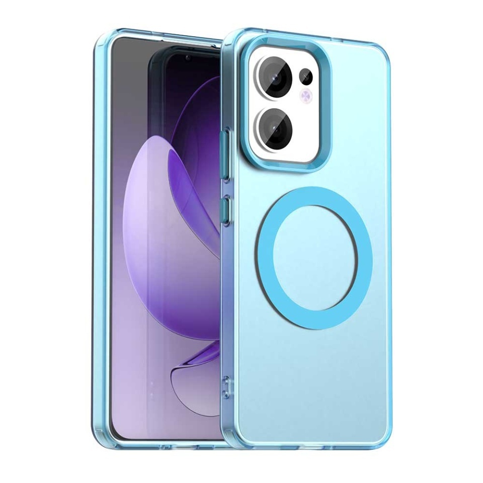 Husa pentru Oppo Reno13 F 4G / Reno13 F 5G / Reno13 FS 5G, SKYDDAR INOVATION, CandyCase, Magsafe, set cu sticker, Albastru