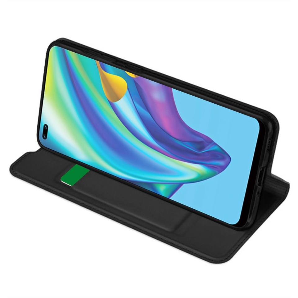 Husa pentru Oppo Reno4 Lite, SKYDDAR INNOVATION, Magskin Book, tip Carte cu Portofel Interior, set cu sticker, Negru - 1 | YEO