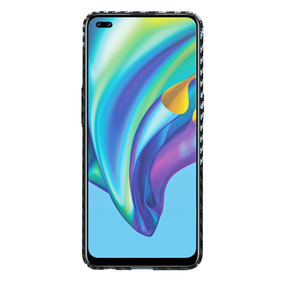 Husa pentru Oppo Reno4 Lite, SKYDDAR INNOVATION, textura carbon, Carbonite FiberShell, set cu sticker, Gri, - 1 | YEO