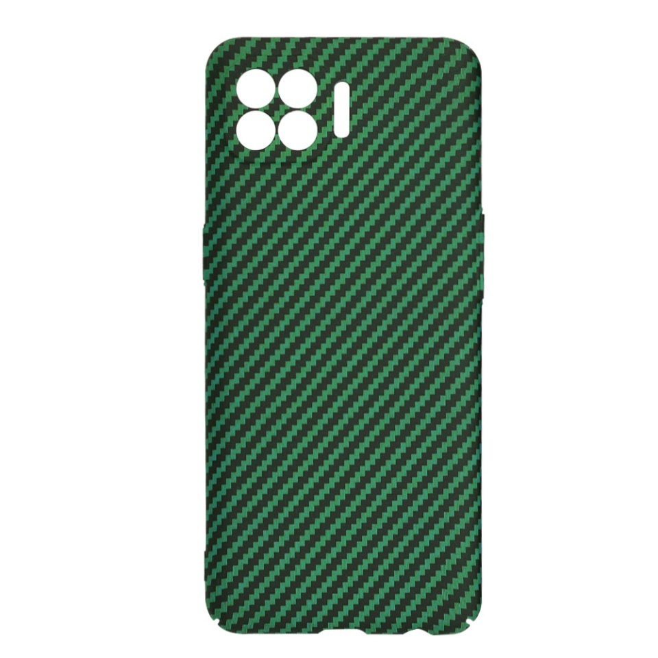 Husa pentru Oppo Reno4 Lite, SKYDDAR INNOVATION, textura carbon, Carbonite FiberShell, set cu sticker, Verde, - 3 | YEO