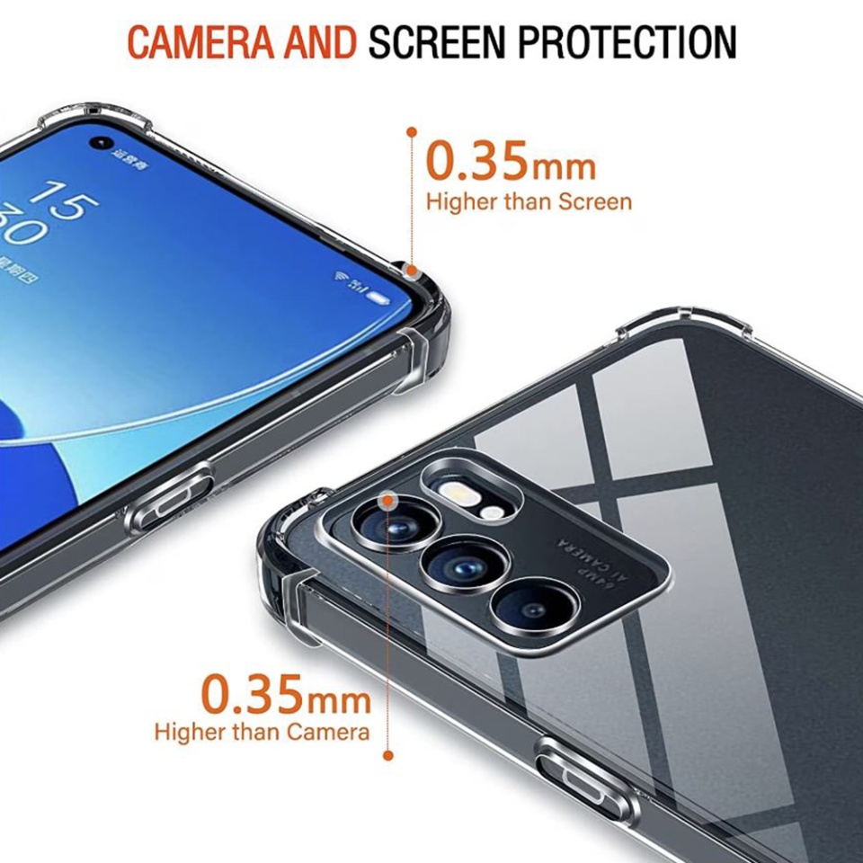 Husa pentru Oppo Reno6 5G , SKYDDAR INNOVATION, Shockproof Clear din Silicon Slim, Transparenta, set cu sticker - 3 | YEO